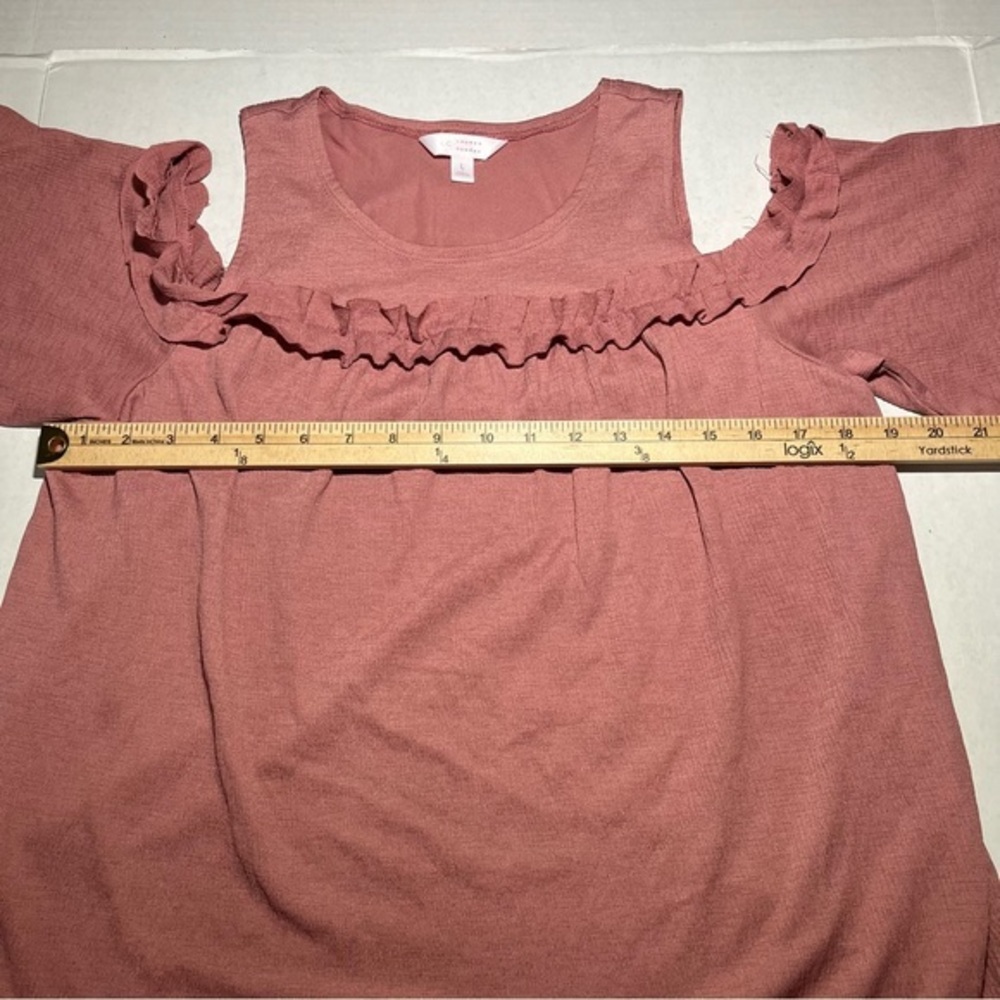 LC Lauren Conrad Pink Rose Cold Shoulder Ruffle‎ Dress Size Large - Picture 11 of 13